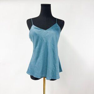 BLUE PURE SILK SLIP SHIRT